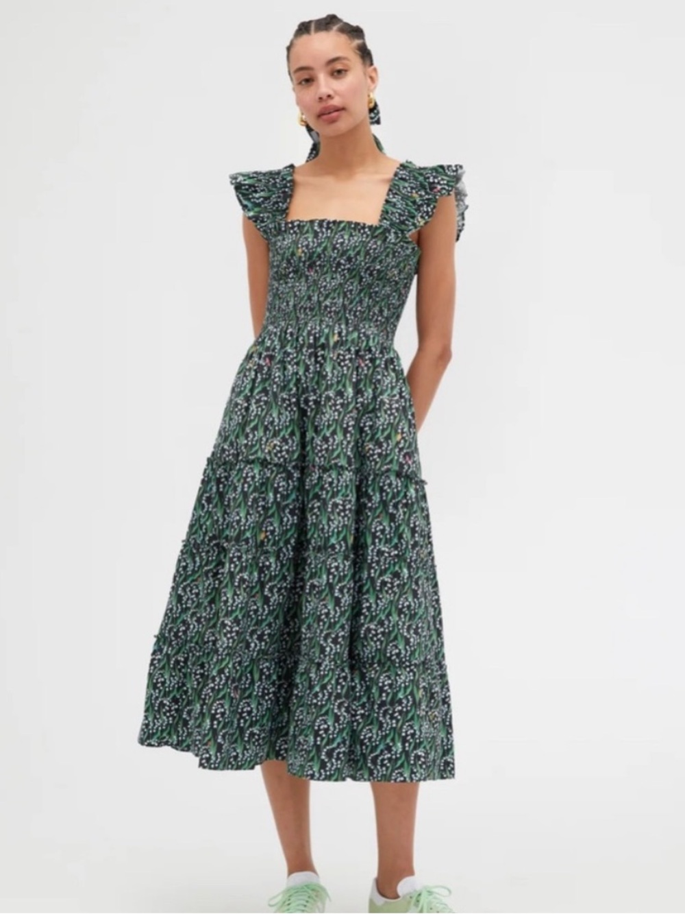 Hill House Home Ellie Nap Dress Lily Of The Valley Ruffle Fall Black Size Large - Picture 4 of 14